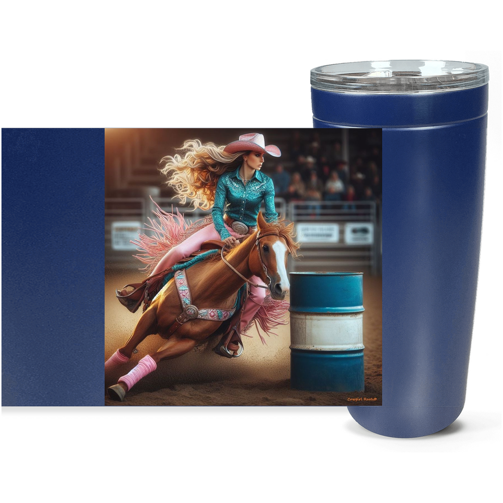 Cowgirl Roots™ Turn N Burn Barrel Racer Tumbler 20oz Stainless Steel Insulated Hot and Cold Travel Mugs