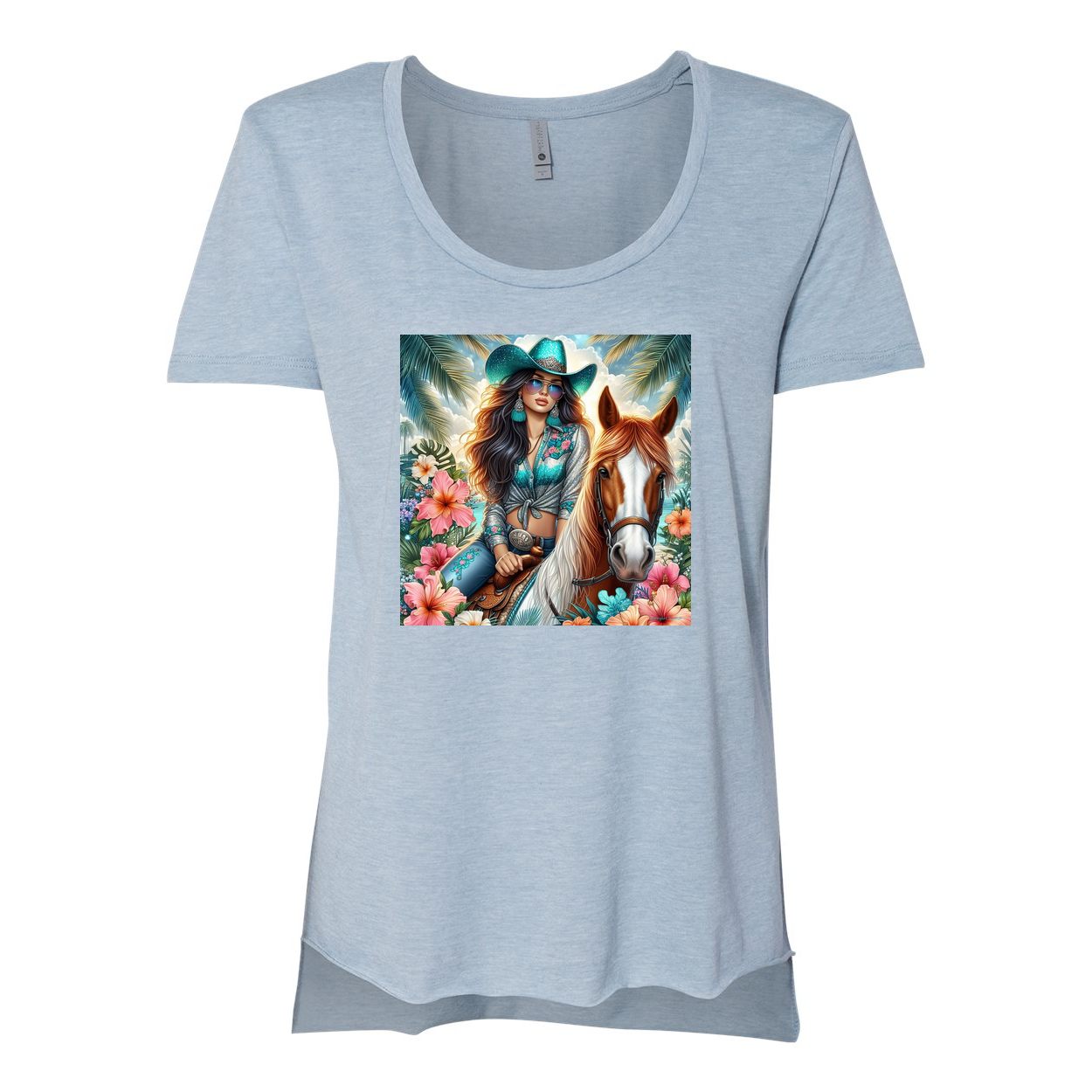 Cowgirl Tropics Scoop Neck T Shirts