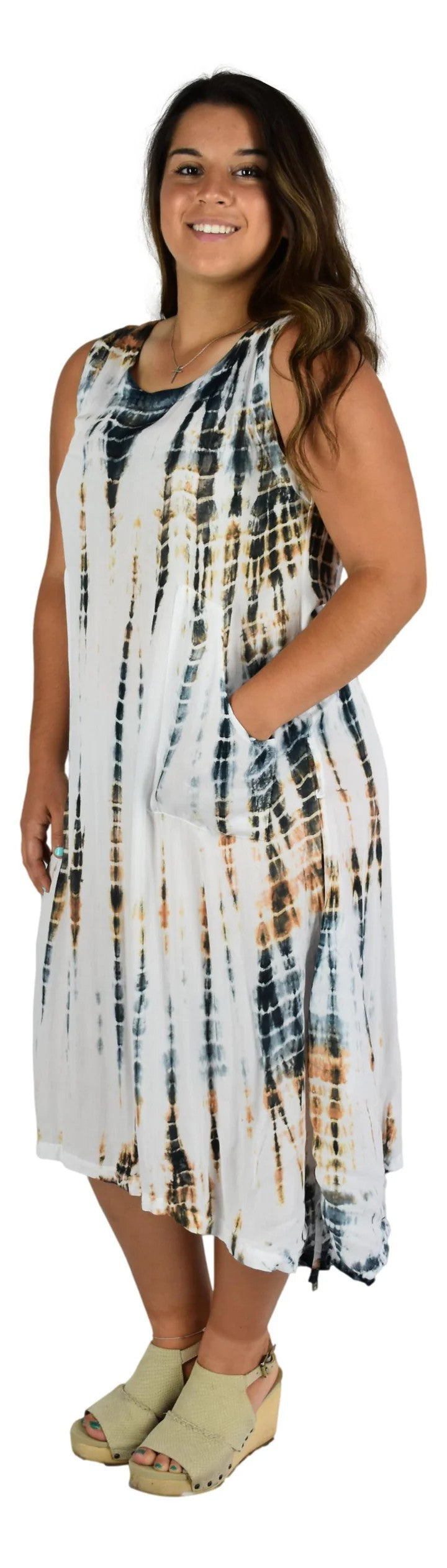 Antigua Dress in Batik Green Tie Dye