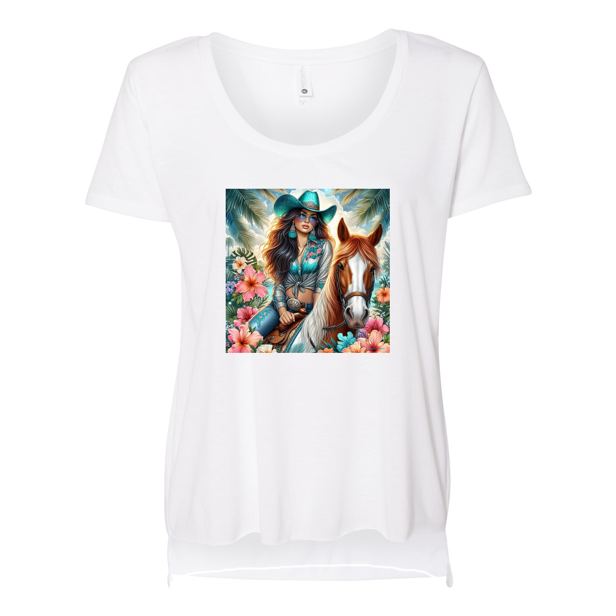 Cowgirl Tropics Scoop Neck T Shirts