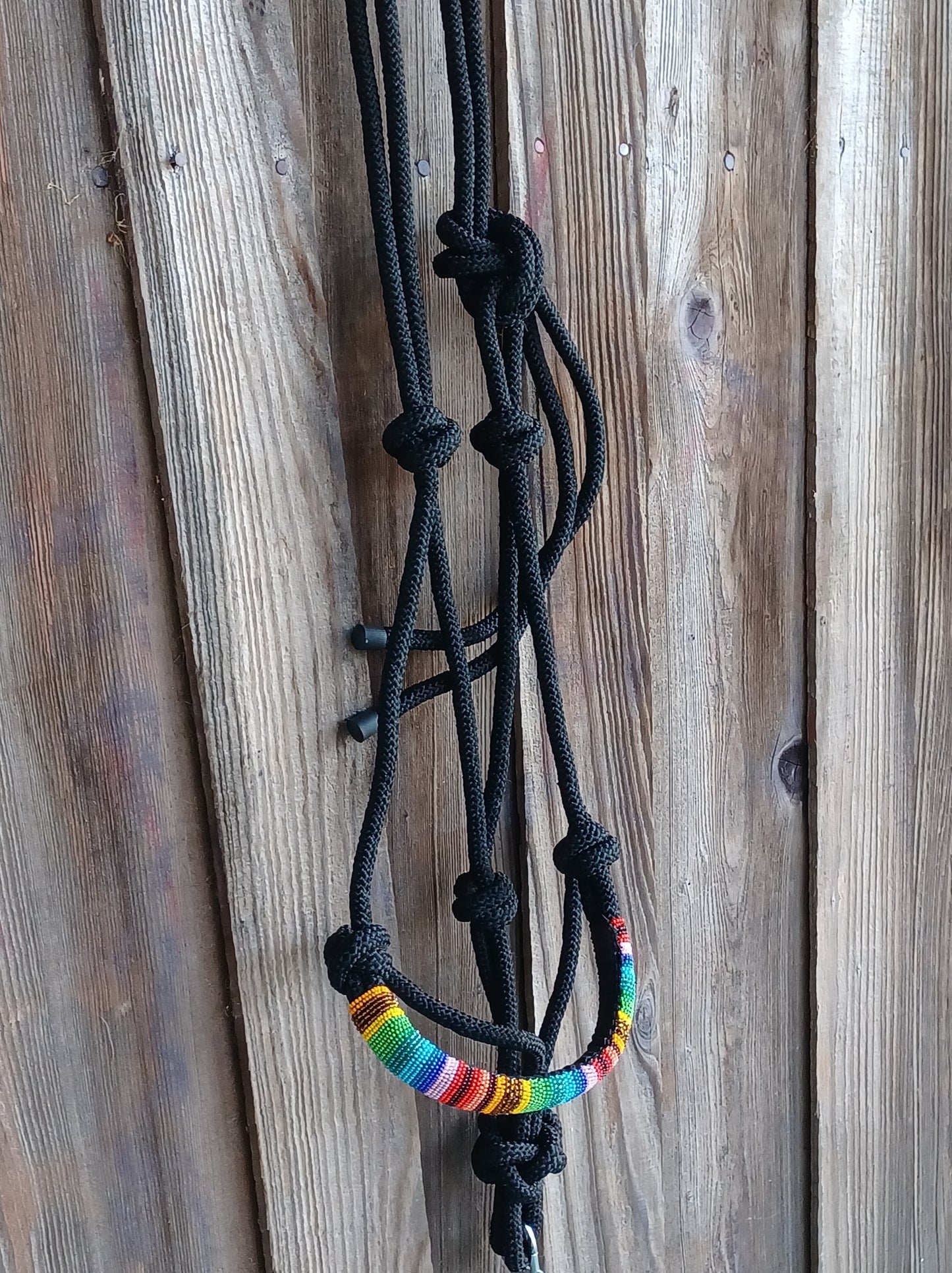 Chocolate Serape Beaded Rope Horse and Pony Halters with Lead