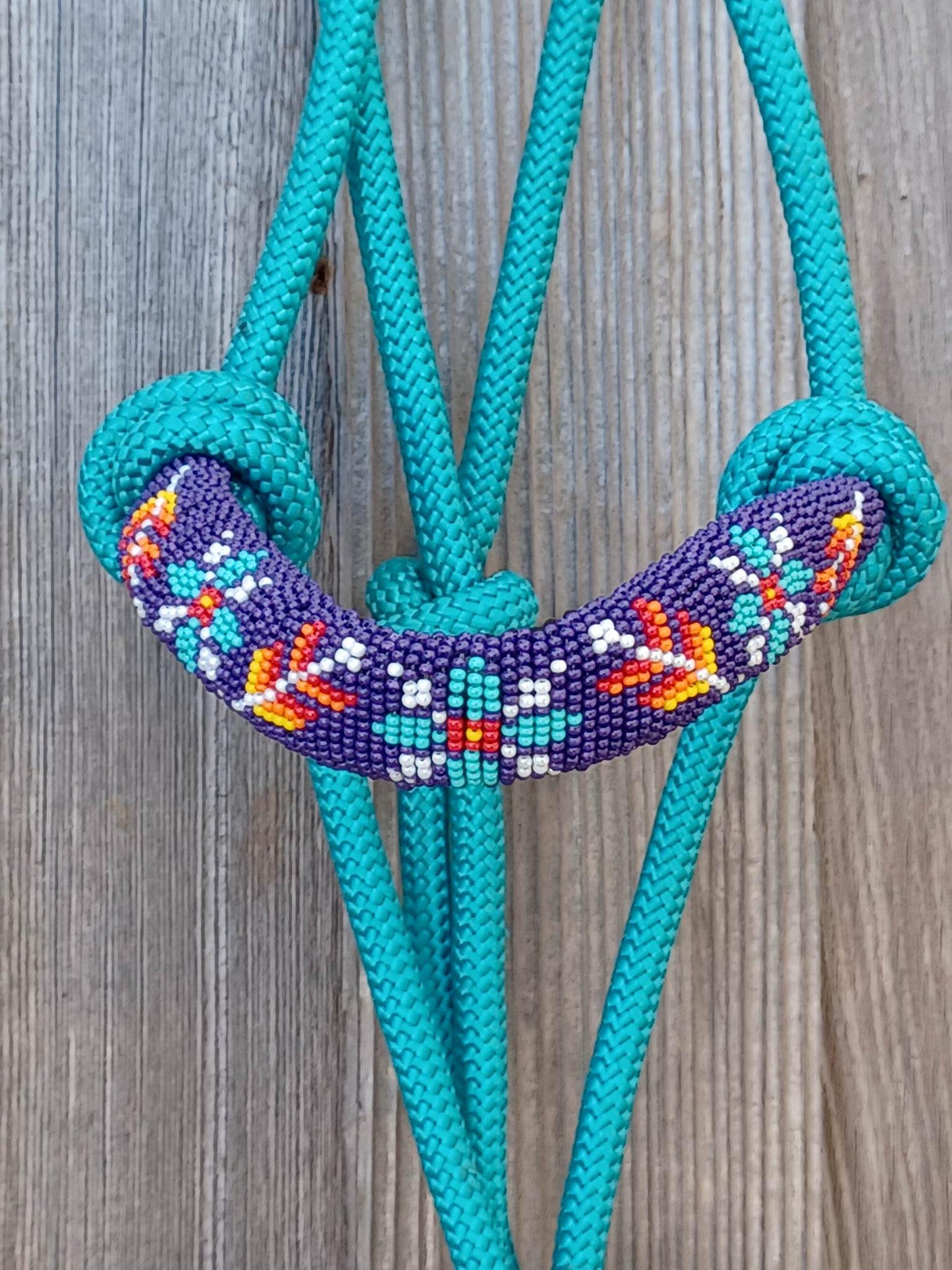 Zephyr Flower Arrow Beaded Rope Horse and Pony Halters with Lead