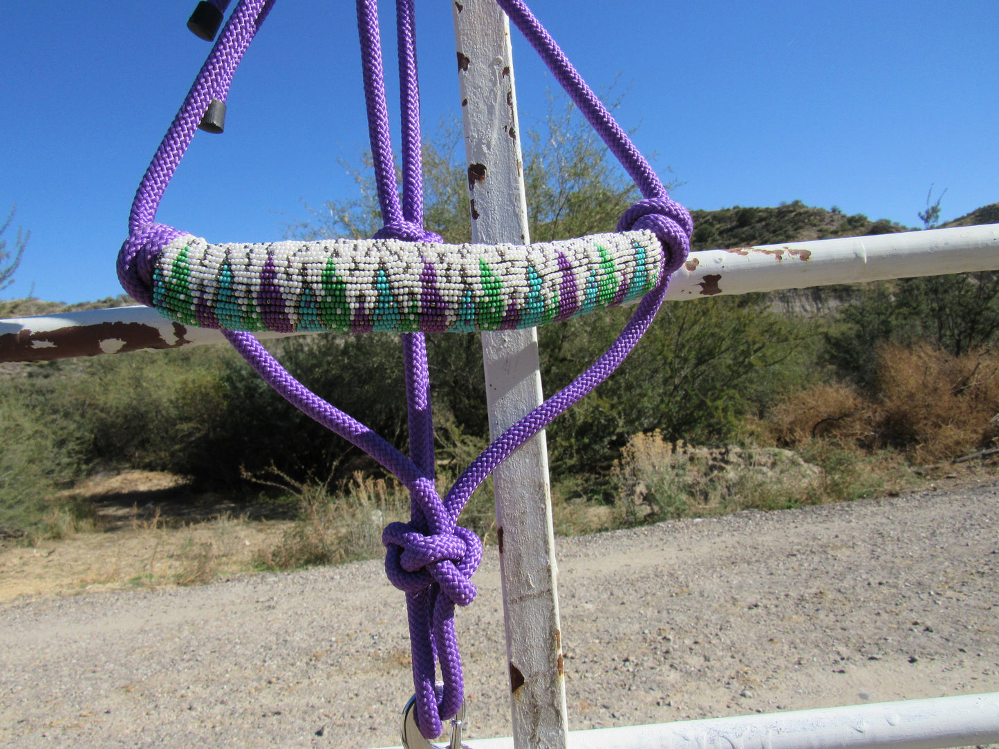 Cowgirl Roots™ SNOW CHRISTMAS TREE HAND BEADED ROPE HALTER WITH LEAD ROPE