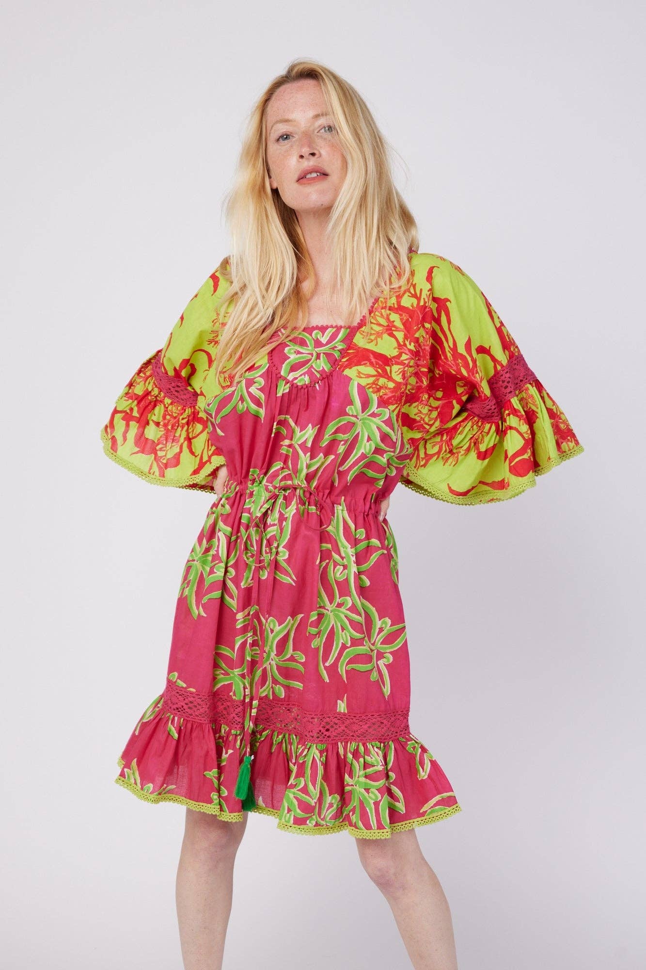 Sandra Resort Spring Summer Dress Pink Green Tropical Spring