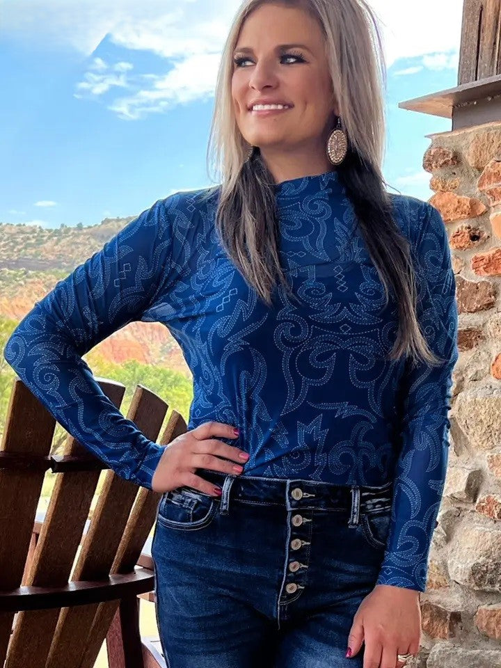 Bonfire Nights Mesh Top Blue