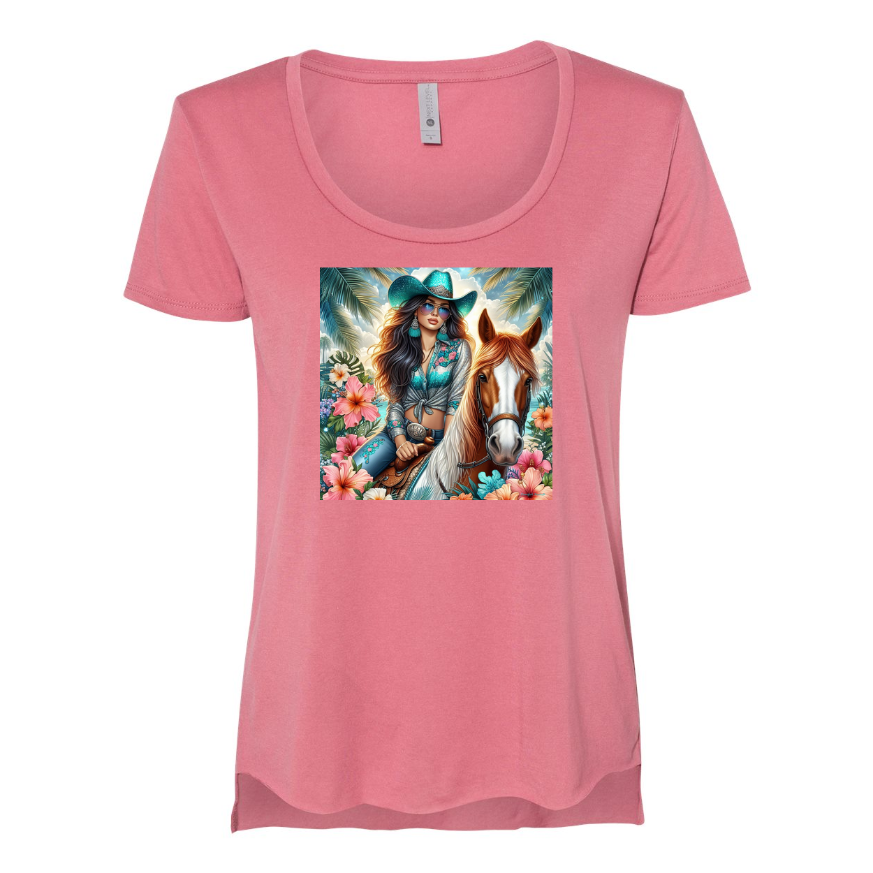 Cowgirl Tropics Scoop Neck T Shirts