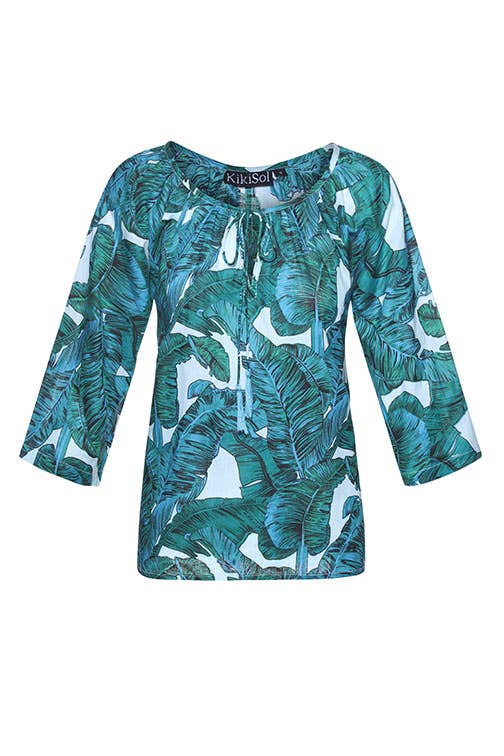 White Palm Short Top with Tassel