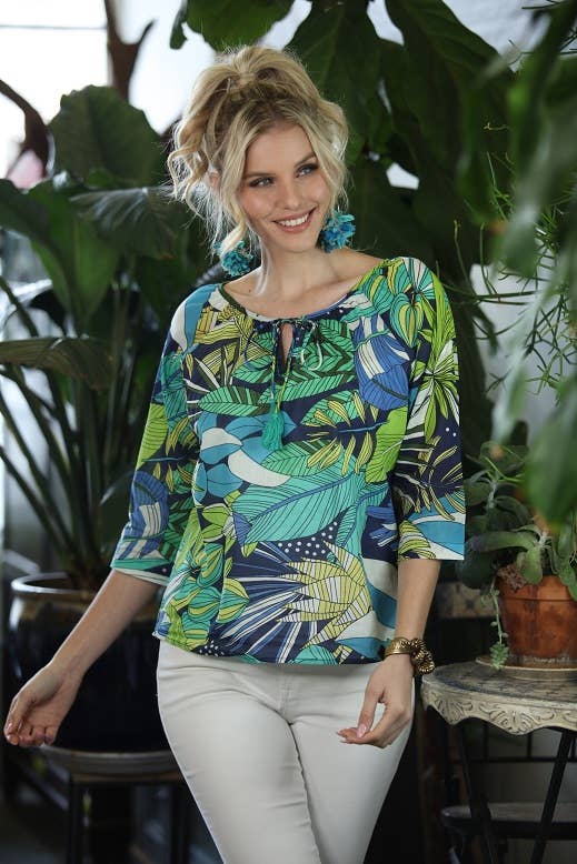 Navy Lush Short Top with Tassel