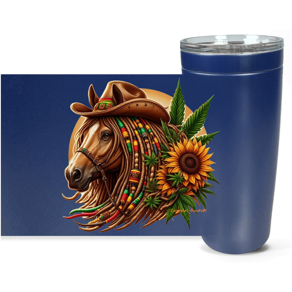 Cowgirl Roots™ Rasta Horse Tumbler 20oz Stainless Steel Insulated Hot and Cold Travel Mugs.........
