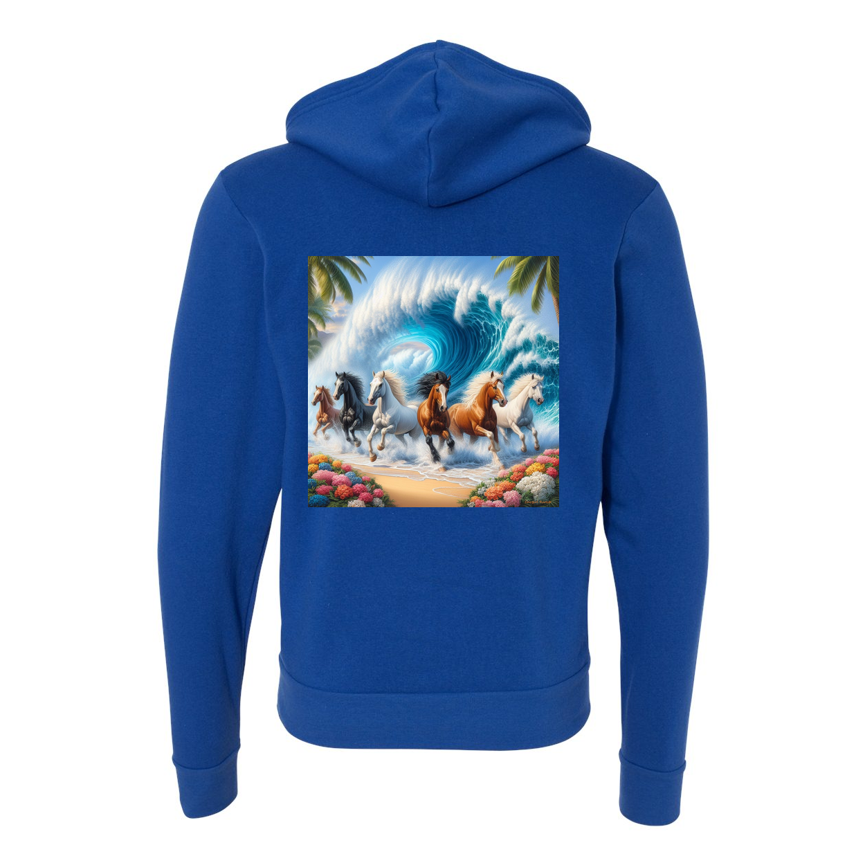 Wave of Horses Zip-Up Front Pocket Hooded Sweatshirts