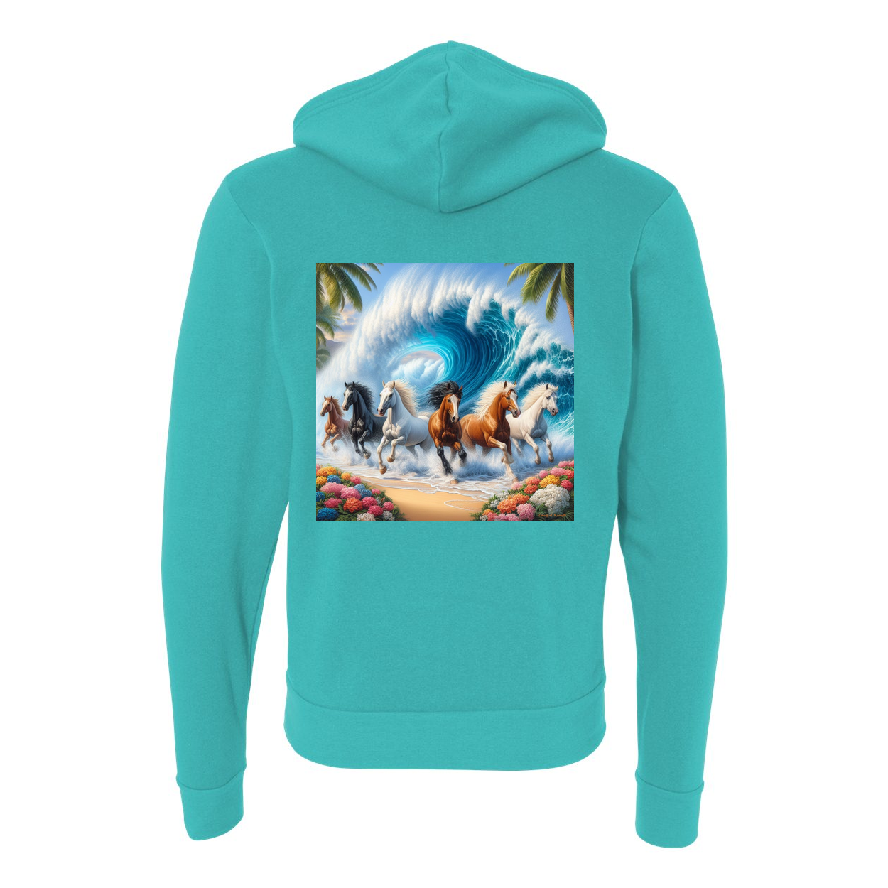 Wave of Horses Zip-Up Front Pocket Hooded Sweatshirts