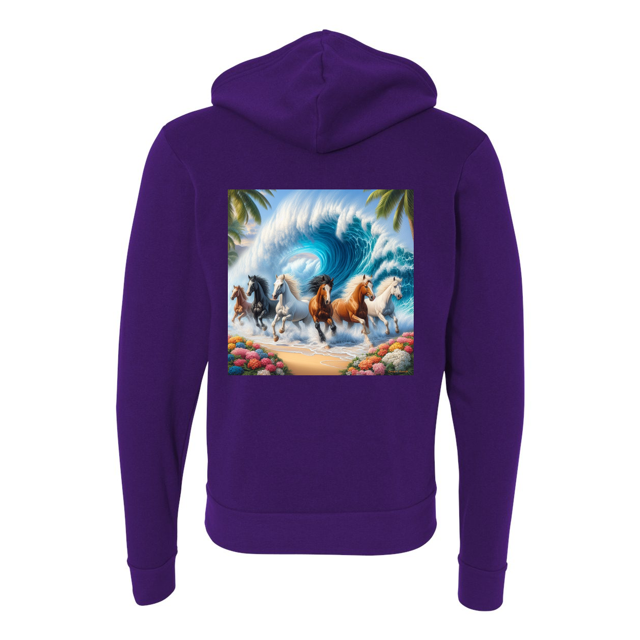 Wave of Horses Zip-Up Front Pocket Hooded Sweatshirts