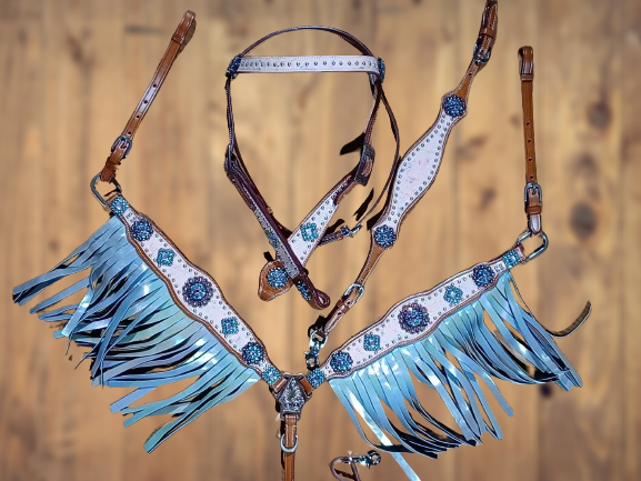 Tilly Horse Headstall and Breast Collar Set Fringe Wither Strap