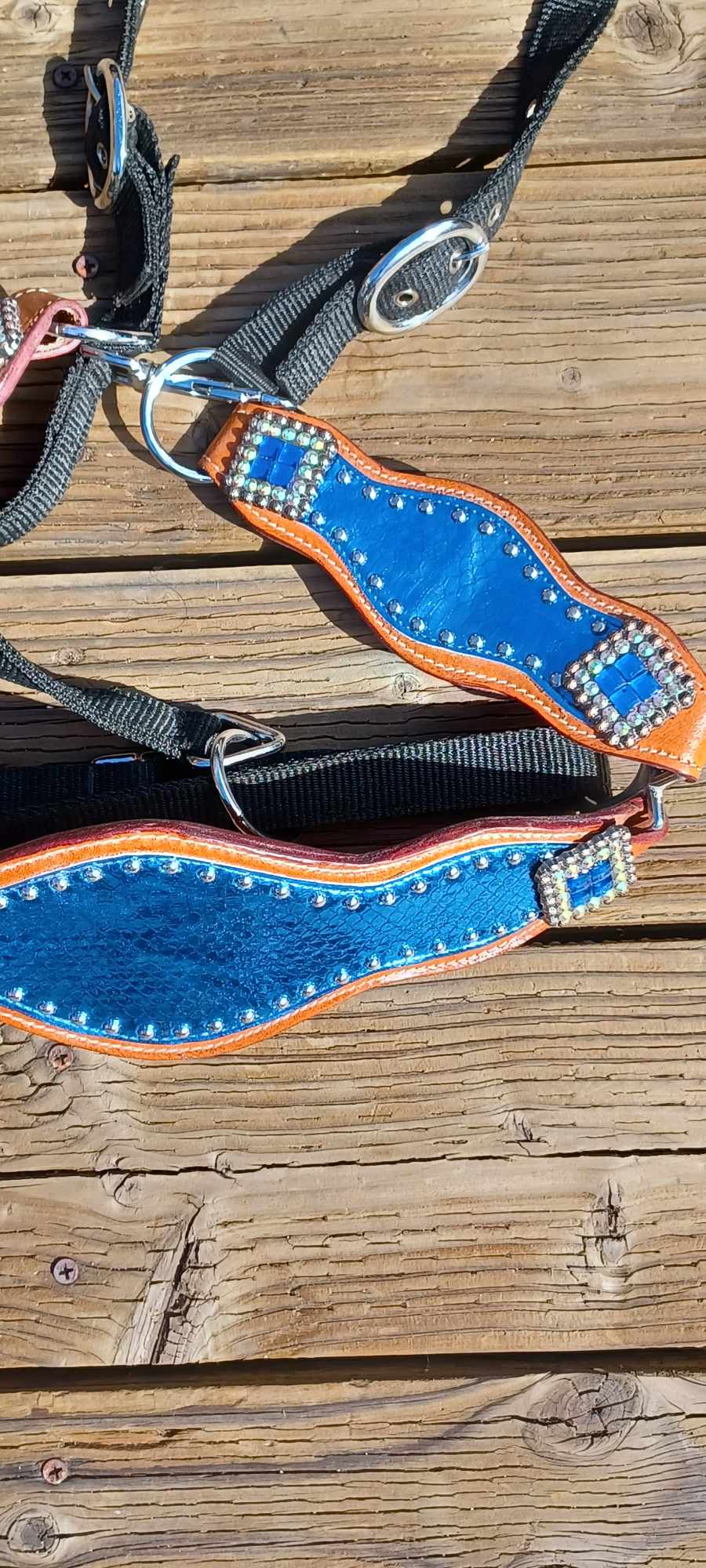 Royal Metallic Blue Bronc Nose Adjustable Horse Halter