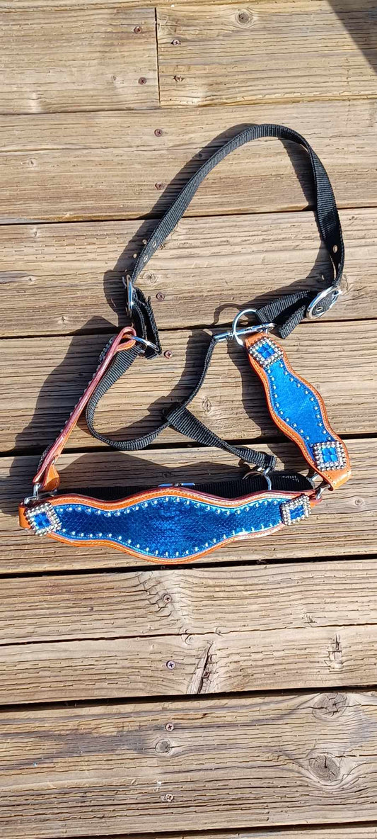 Royal Metallic Blue Bronc Nose Adjustable Horse Halter