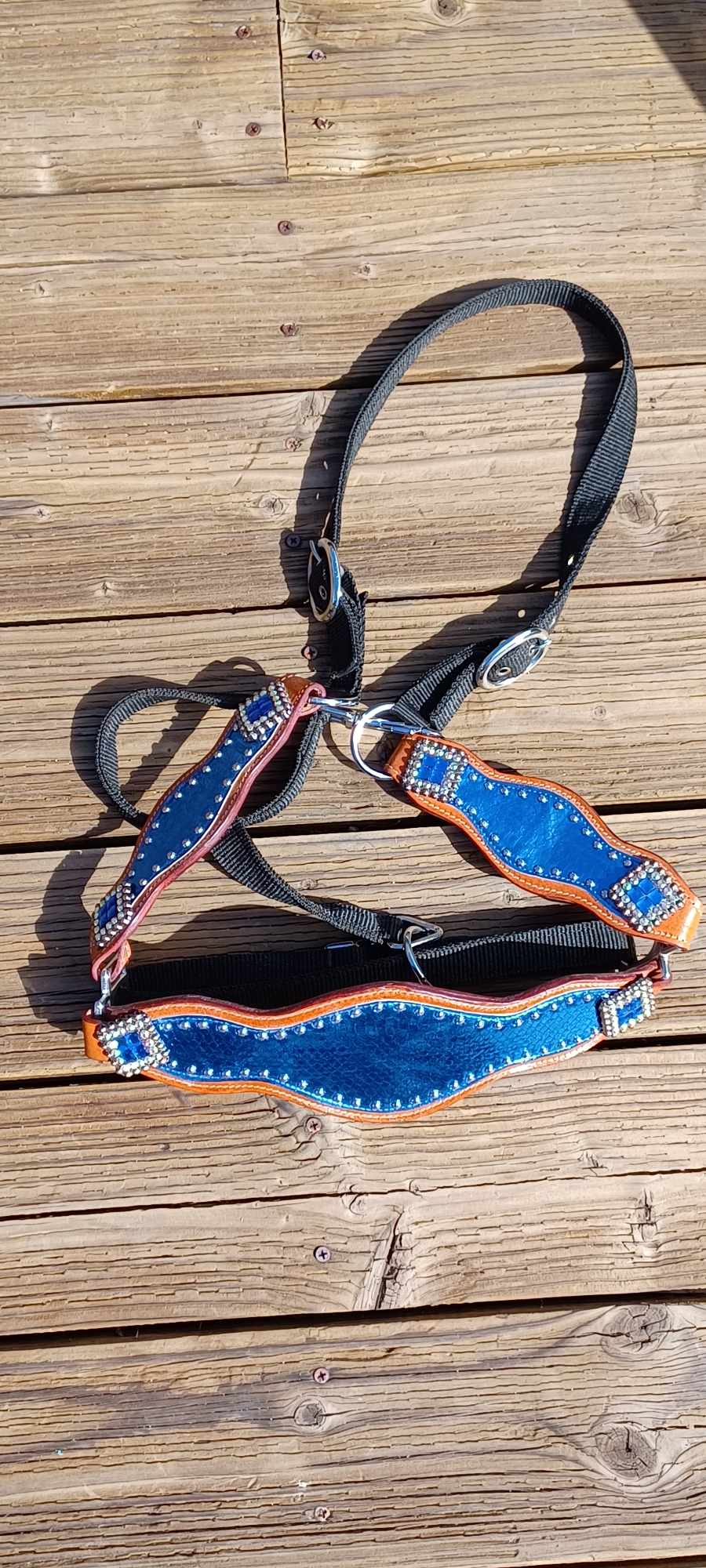 Royal Metallic Blue Bronc Nose Adjustable Horse Halter