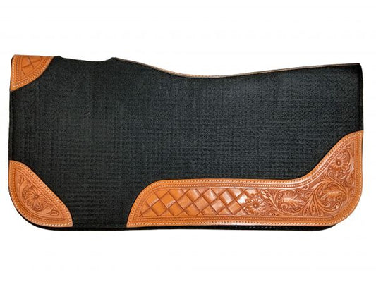 32" x 31" Heavy Duty Black felt pad with floral tooling