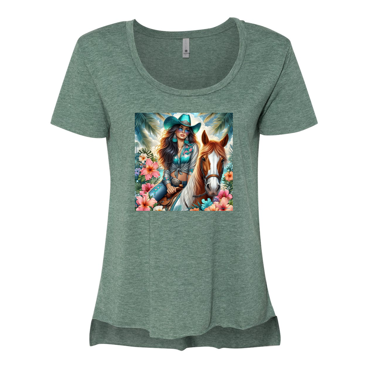 Cowgirl Tropics Scoop Neck T Shirts
