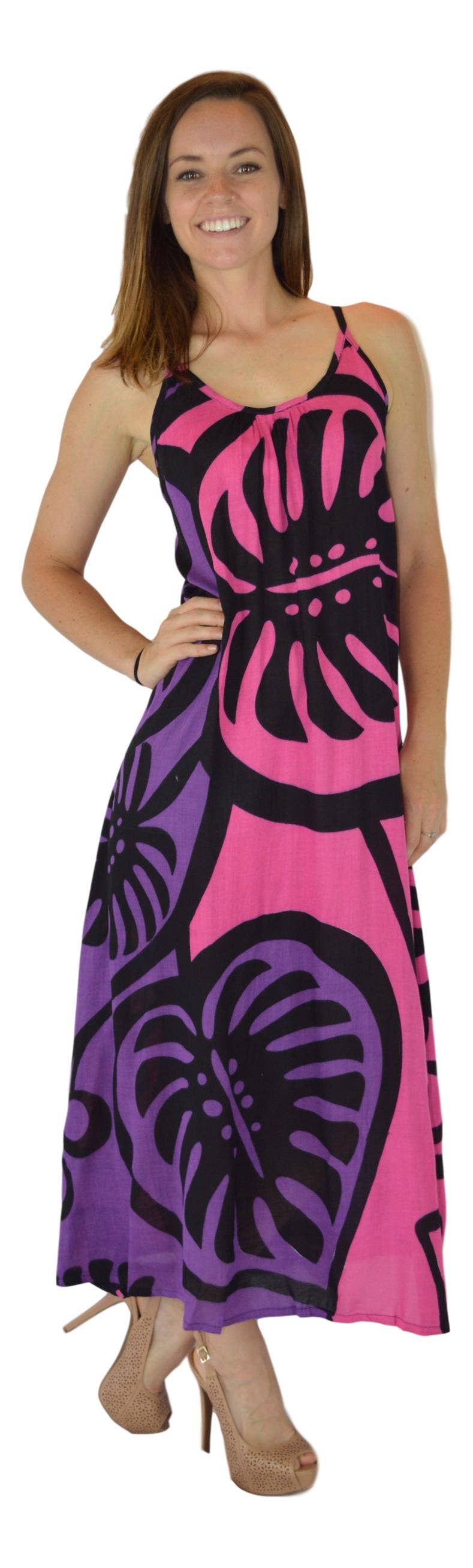 Bali Dress | Maxi Long | One Size Fits Many | Monstera Pink