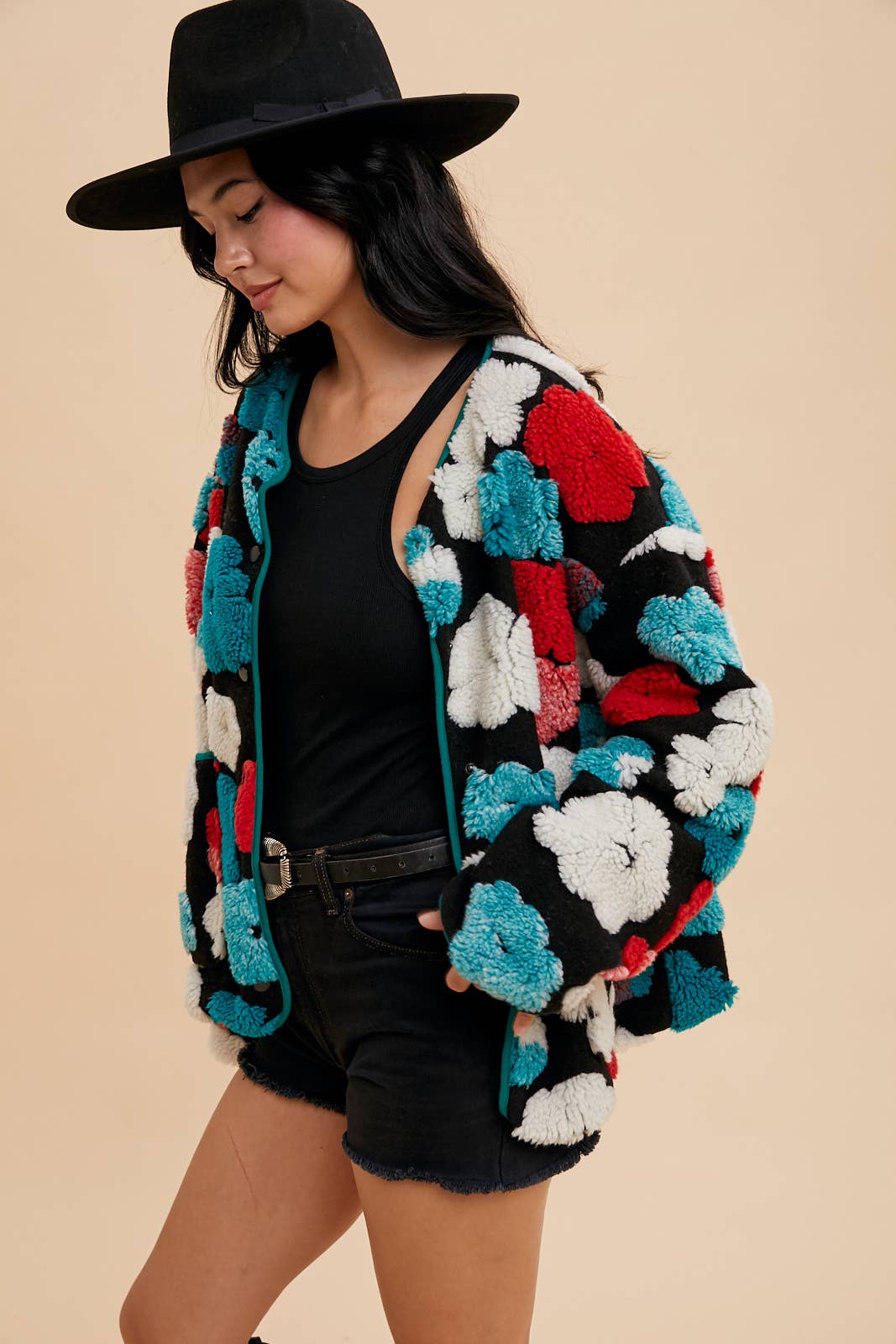 Hibiscus Floral Tufted Jacket