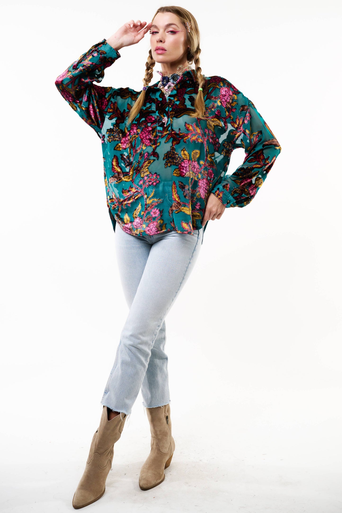 Jewels Blouse - Teal Color