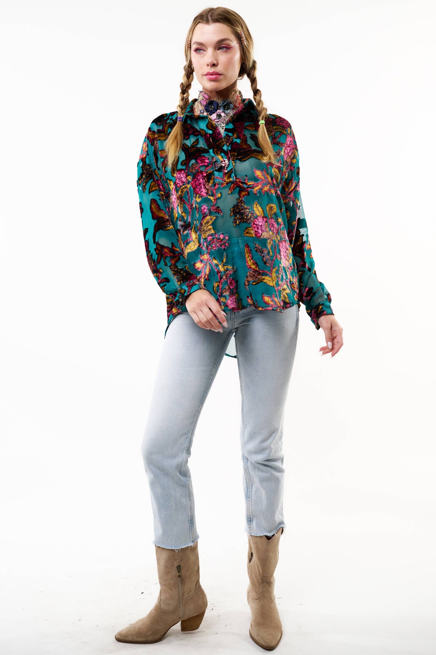 Jewels Blouse - Teal Color