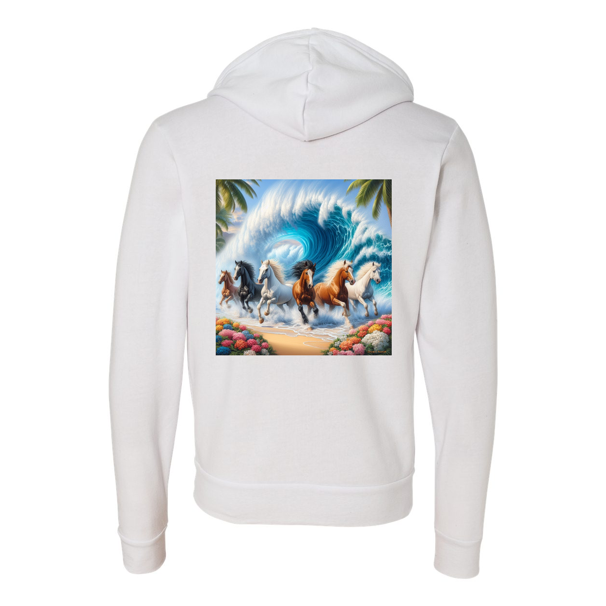 Wave of Horses Zip-Up Front Pocket Hooded Sweatshirts
