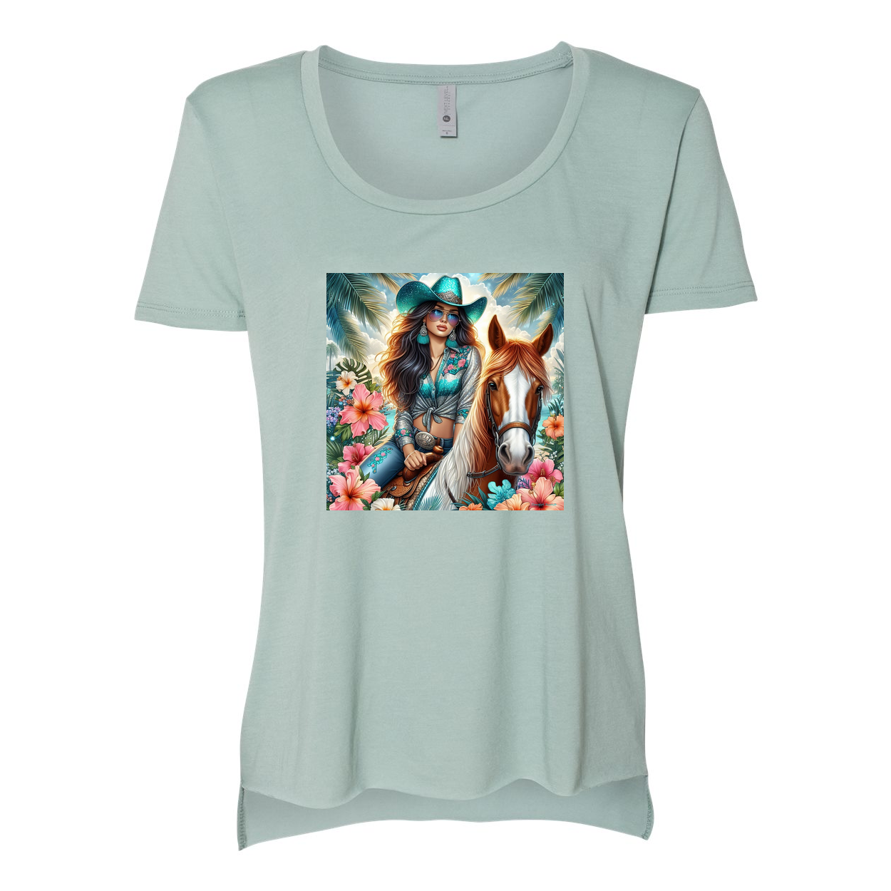 Cowgirl Tropics Scoop Neck T Shirts