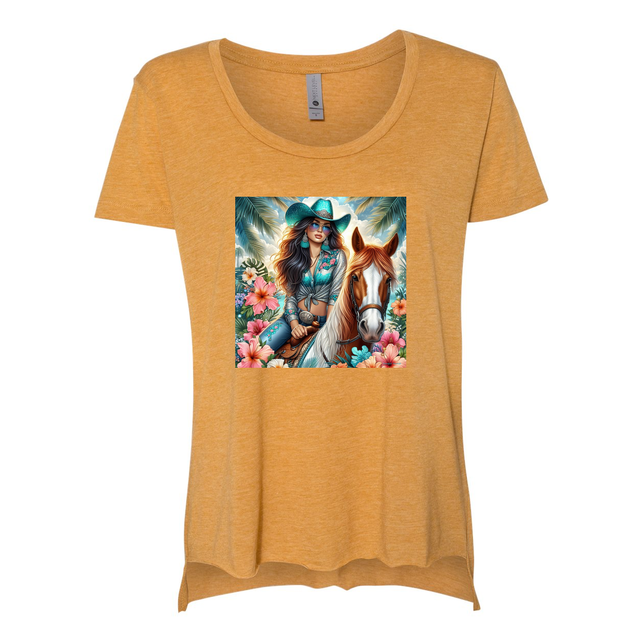 Cowgirl Tropics Scoop Neck T Shirts