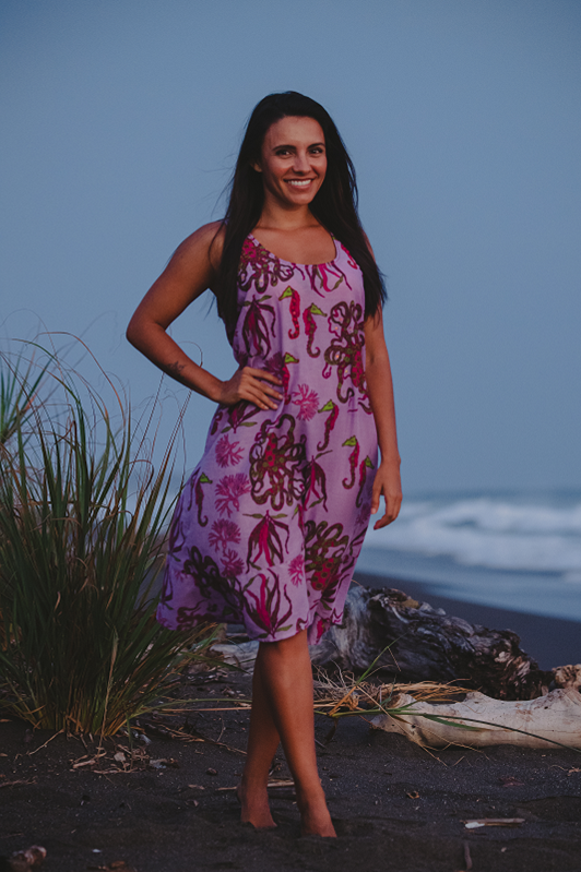 Artisan Purple Embroidered Octopus Kiki Sol Dress