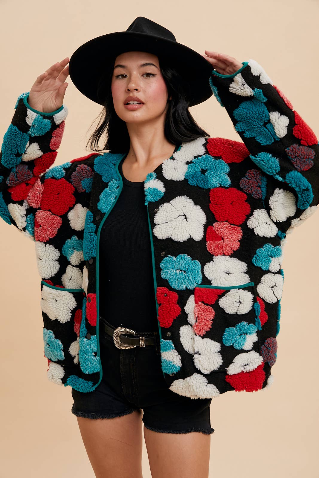 Hibiscus Floral Tufted Jacket
