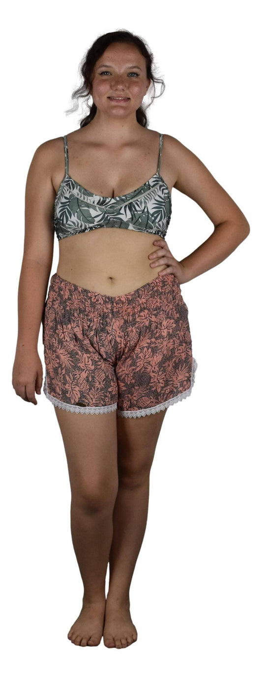 Beach Babes Tropical Lace Botton Shorts