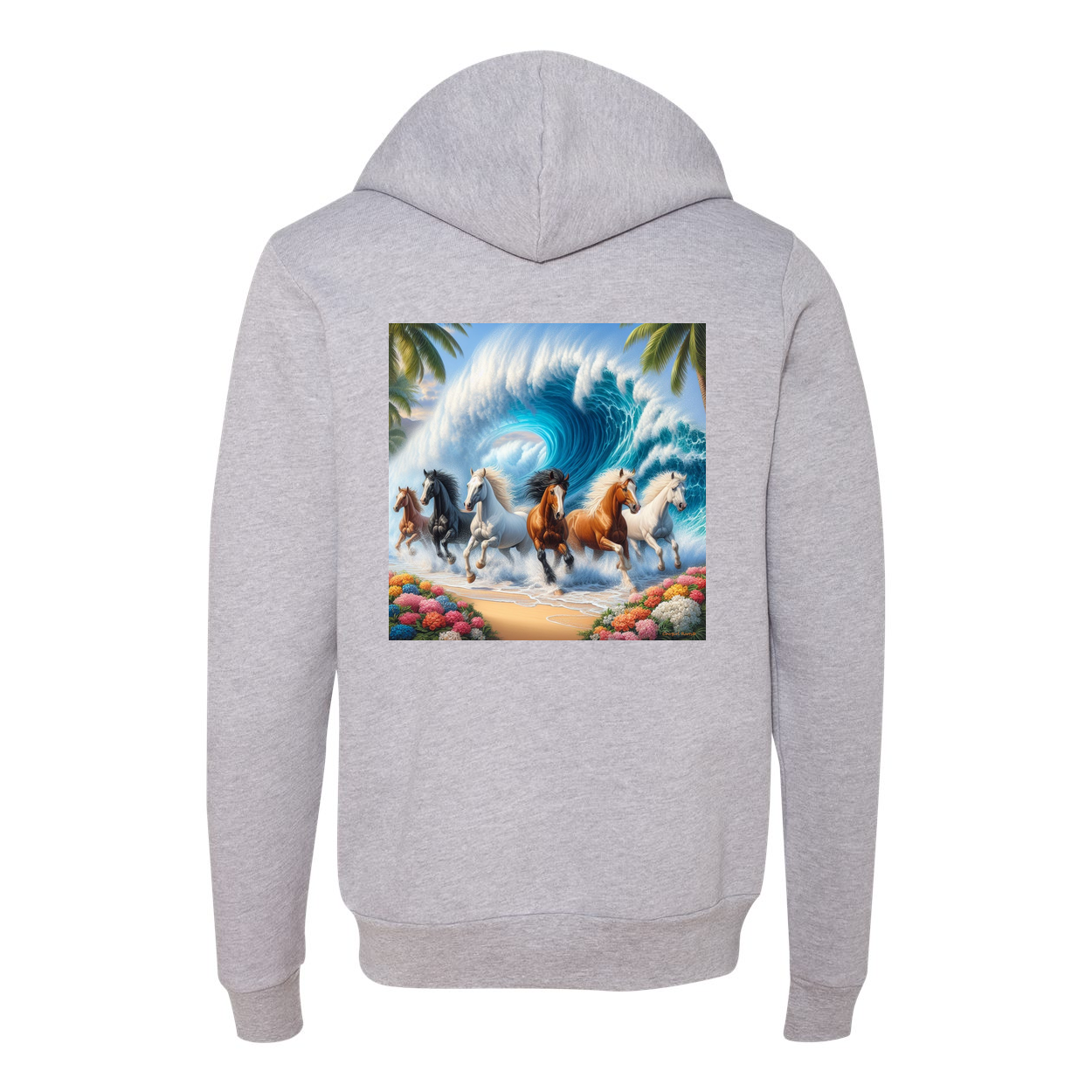 Wave of Horses Zip-Up Front Pocket Hooded Sweatshirts