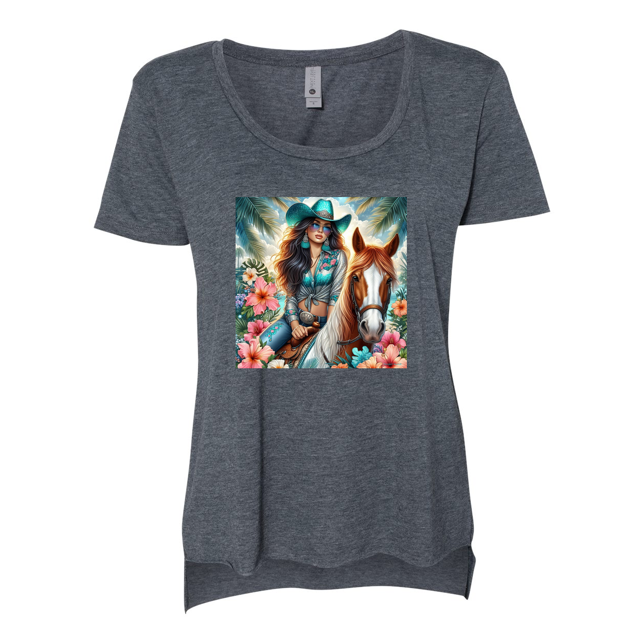 Cowgirl Tropics Scoop Neck T Shirts