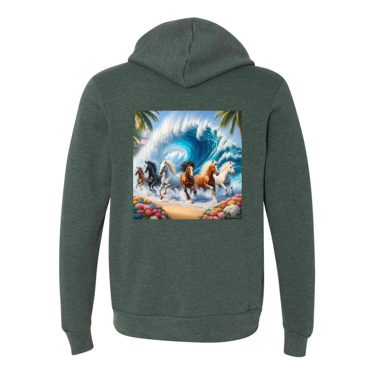 Wave of Horses Zip-Up Front Pocket Hooded Sweatshirts