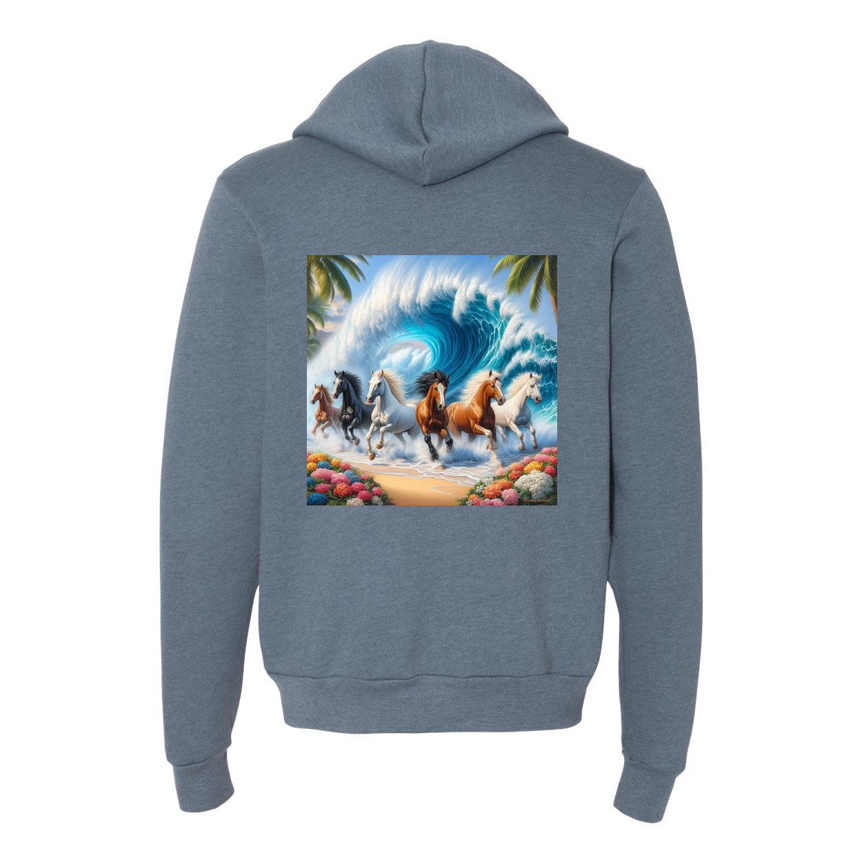 Wave of Horses Zip-Up Front Pocket Hooded Sweatshirts