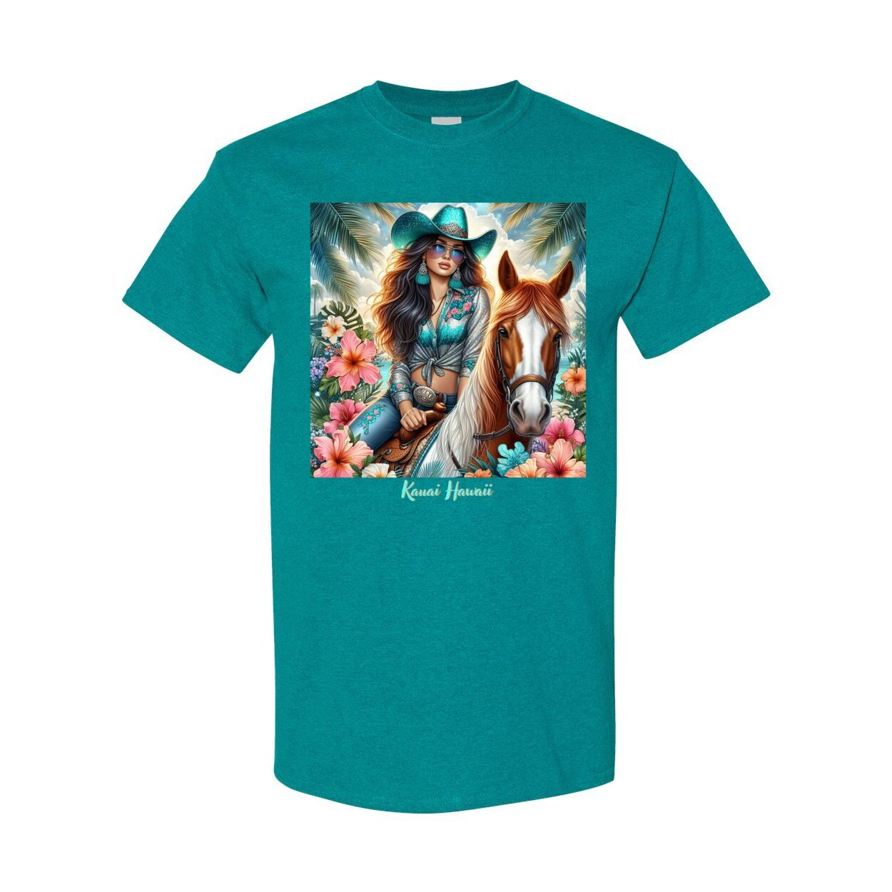 Cowgirl Tropics/ Wahine Paniolo on Paint Horse