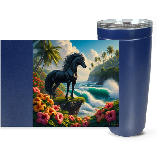 Cowgirl Roots™ Tropical Black Stallion Tumbler 20oz Stainless Steel Insulated Hot and Cold Travel Tumbler Mugs