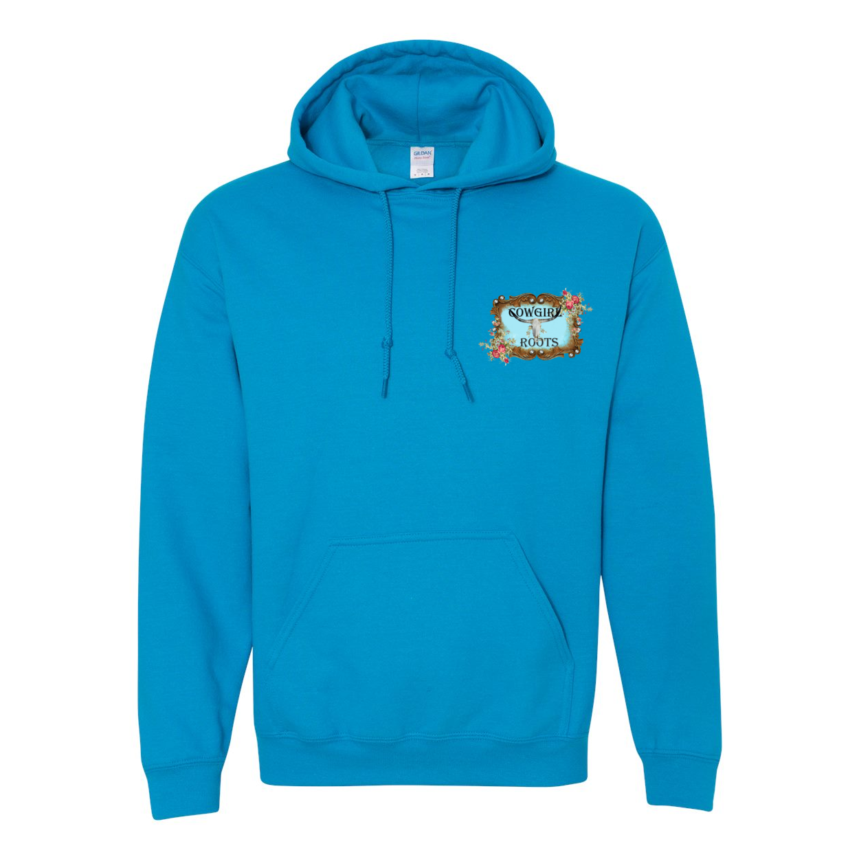 Turn N Burn Barrel Racer Design on Back Front Pocket Hoodies
