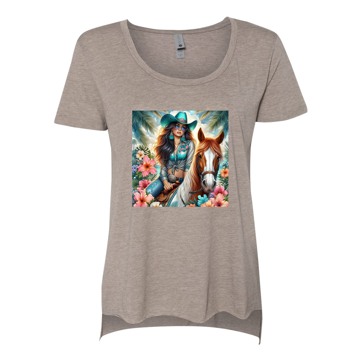 Cowgirl Tropics Scoop Neck T Shirts