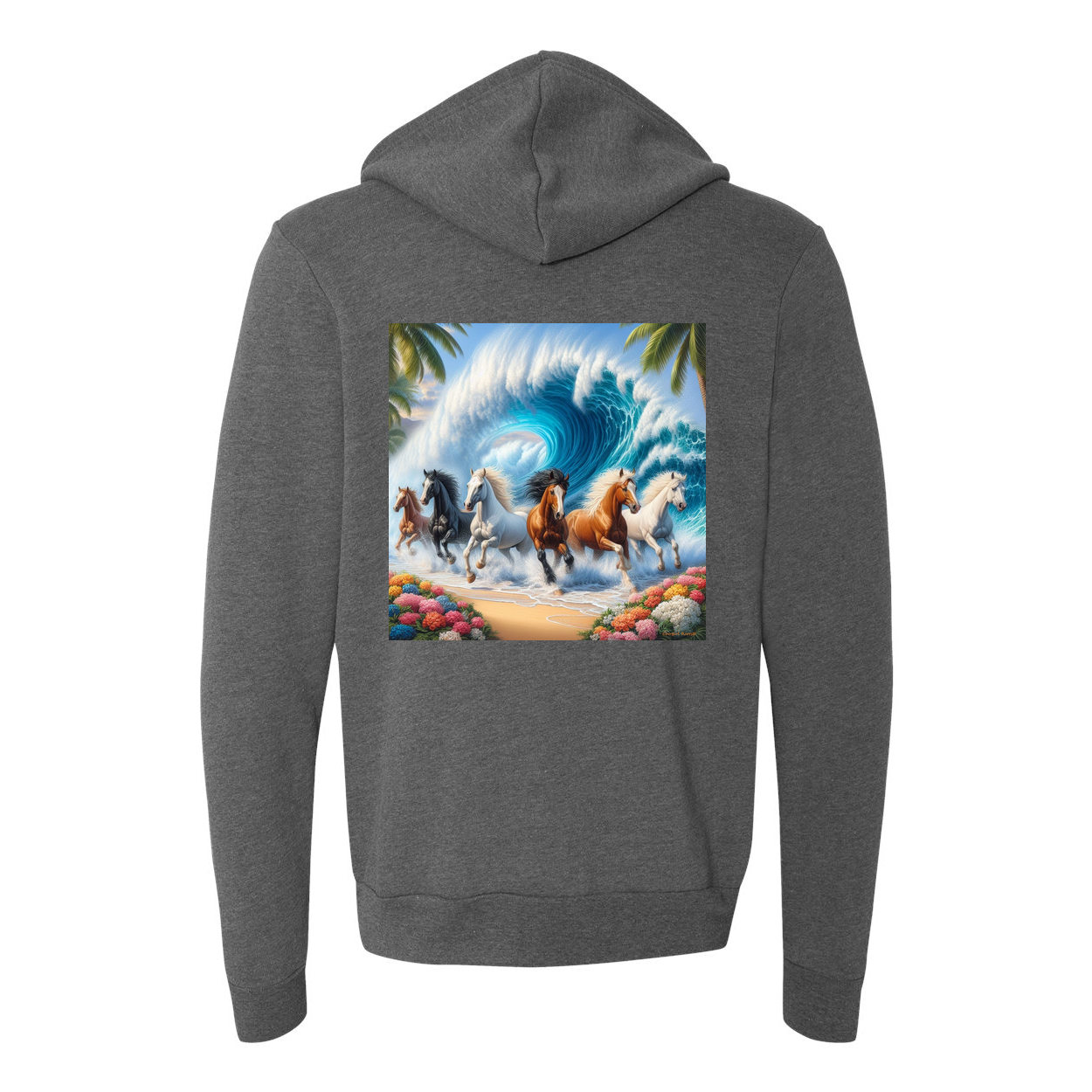 Wave of Horses Zip-Up Front Pocket Hooded Sweatshirts
