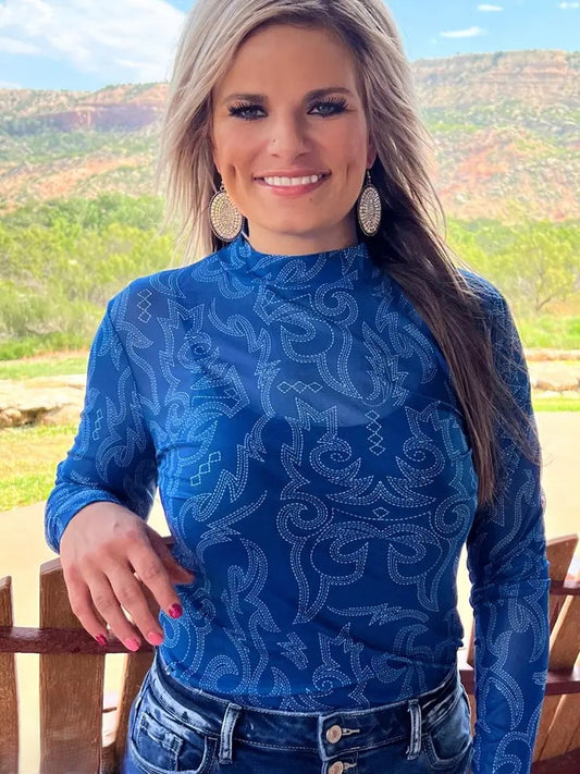 Bonfire Nights Mesh Top Blue