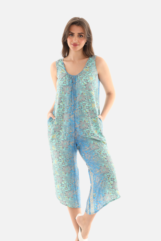 Printed Capri Wide Leg Jumpsuit ~ Plus Size