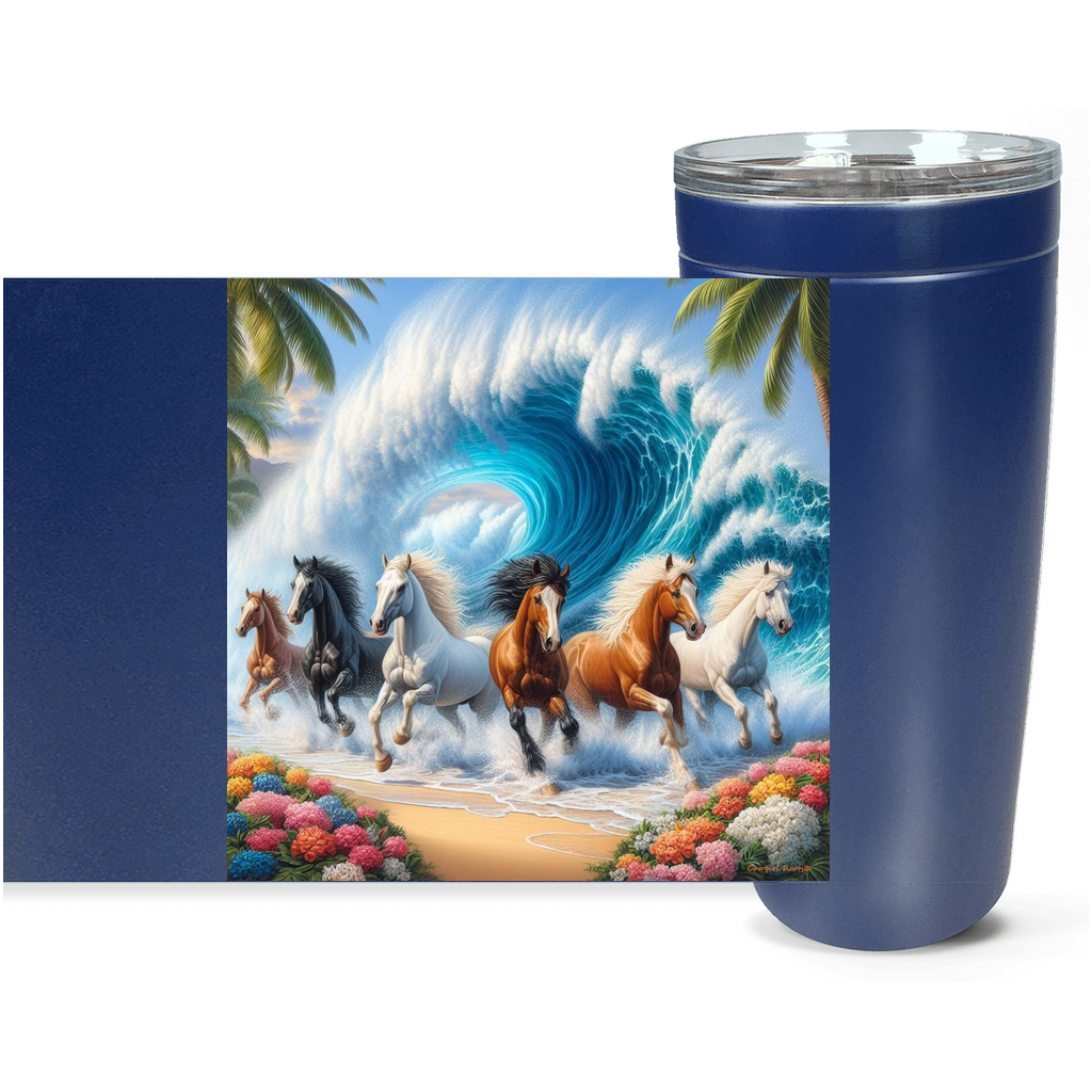 Cowgirl Roots™ Tumbler 20oz Wave of Horses Stainless Steel Insulated Hot and Cold Travel Tumbler Mugs