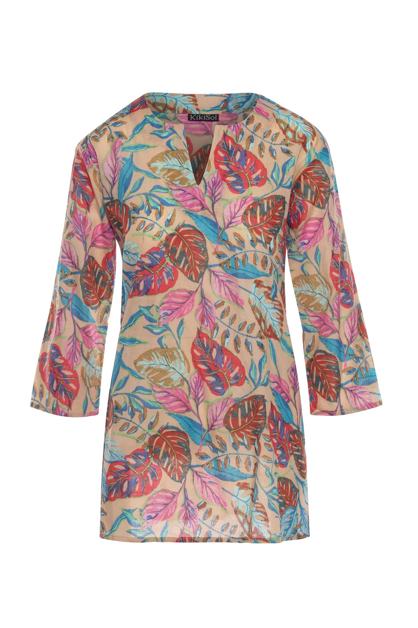 Tan Sanibel Tropical Leaf Tunic