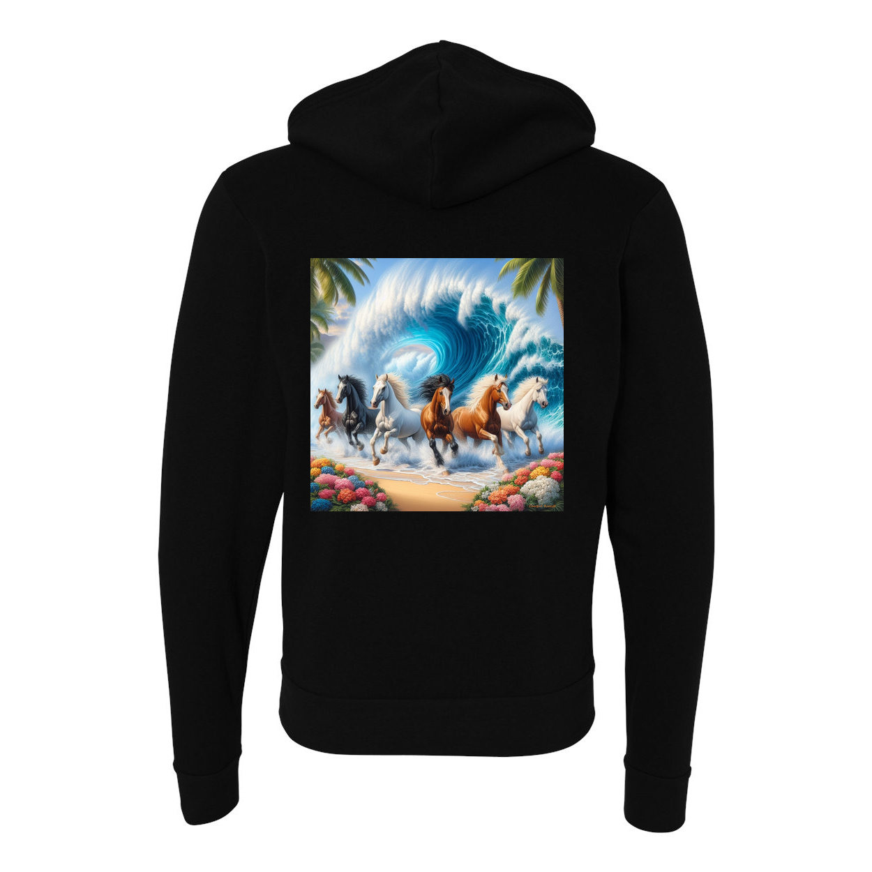Wave of Horses Zip-Up Front Pocket Hooded Sweatshirts
