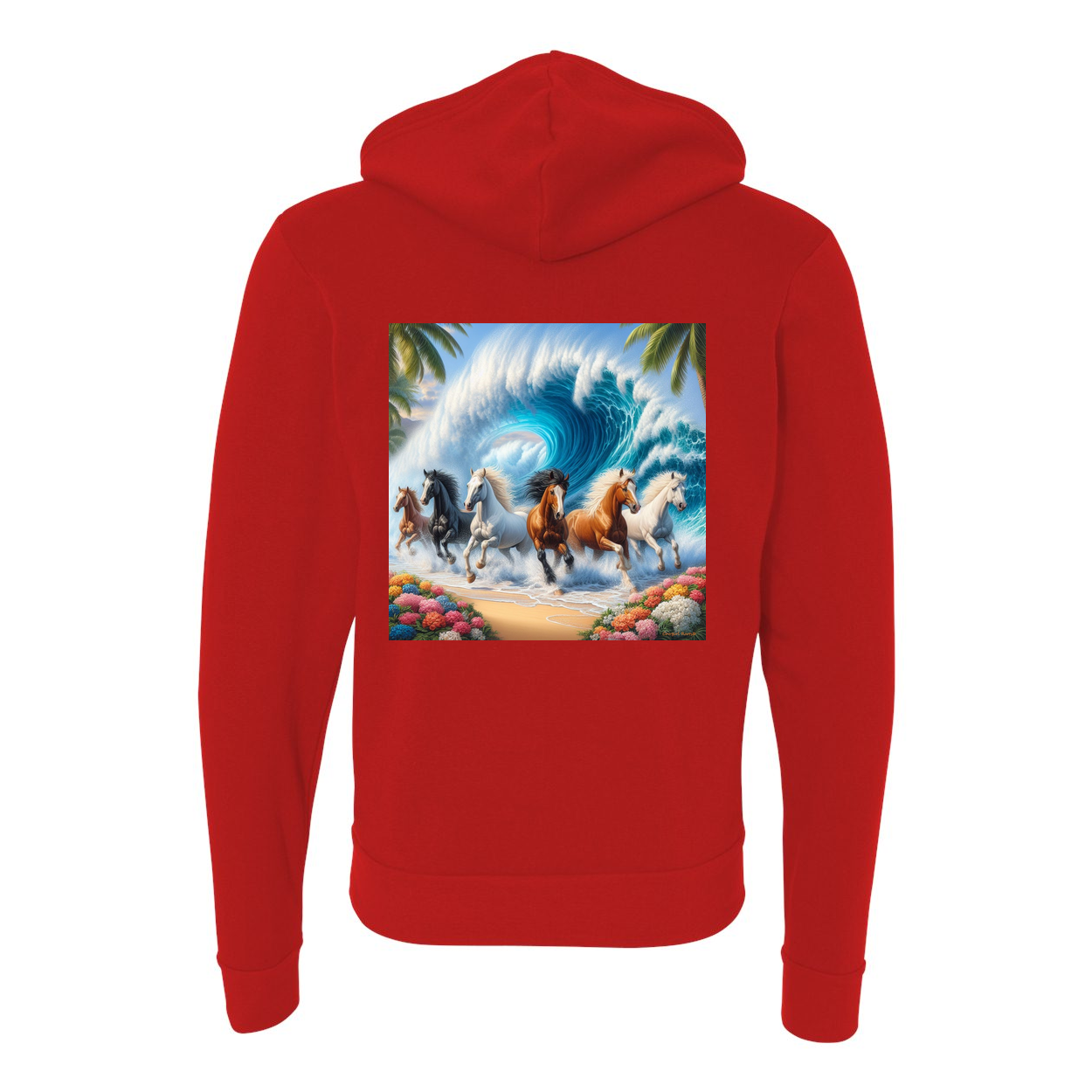 Wave of Horses Zip-Up Front Pocket Hooded Sweatshirts
