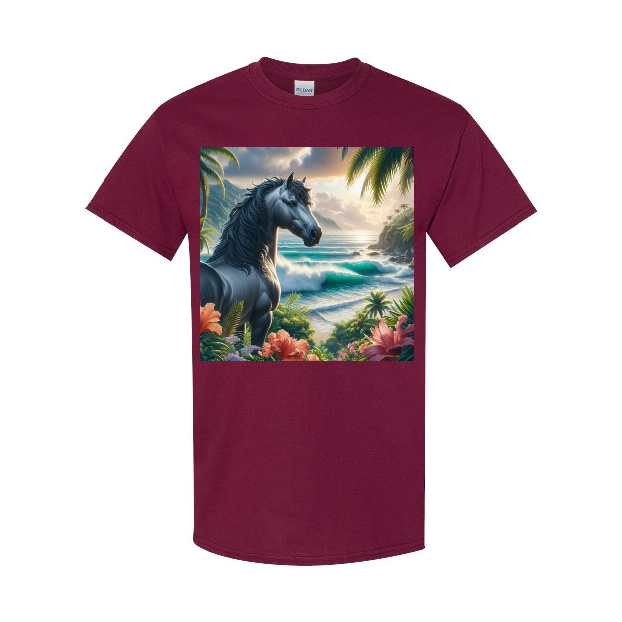 Tropical Grey Stallion Horse T Shirts
