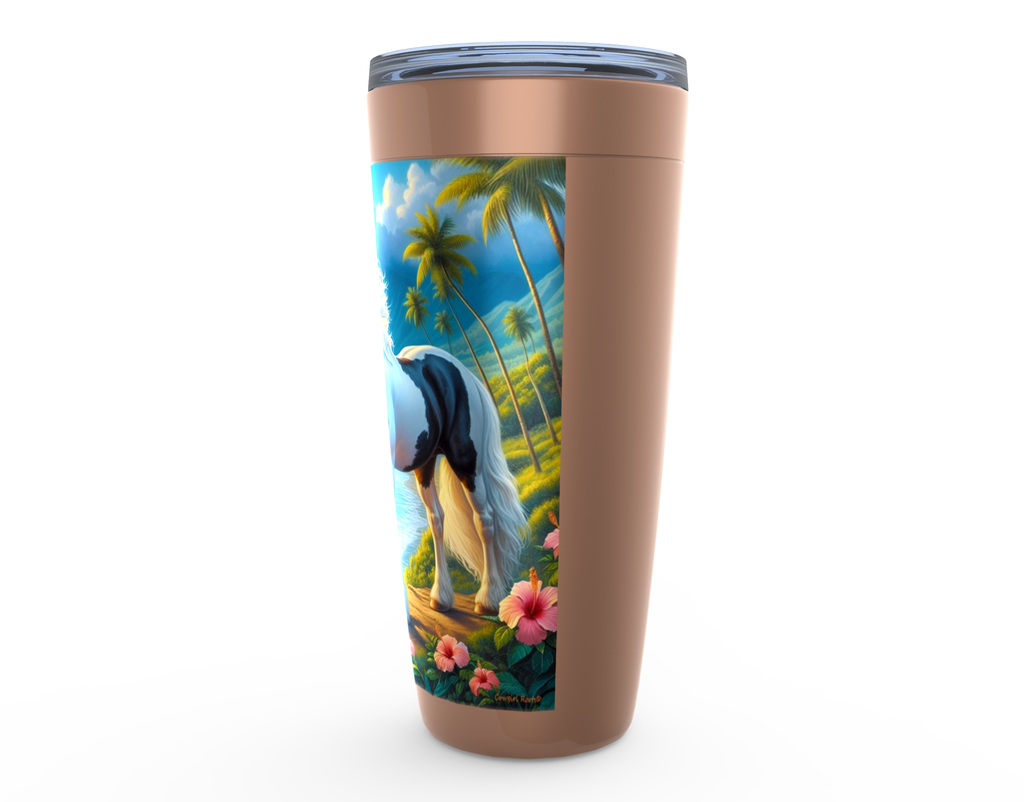 Cowgirl Roots™ Tropical Black and White Paint Tumbler 20oz Rodeo Barrel Racer Stainless Steel Insulated Hot and Cold Travel Tumbler Mugs