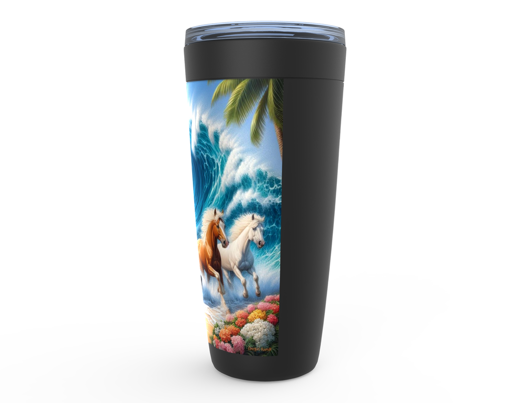 Cowgirl Roots™ Tumbler 20oz Wave of Horses Stainless Steel Insulated Hot and Cold Travel Tumbler Mugs